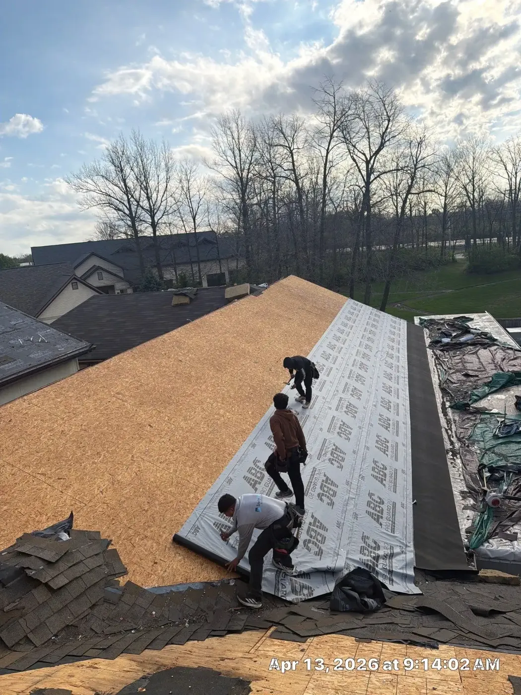 Storm damage documentation on a Keystone Crossing commercial building